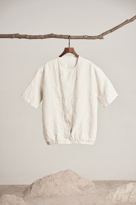 Band collar shirt (White) back